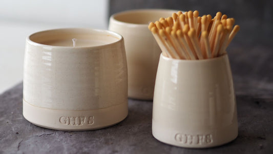Neutral candles and match pots for your inner minimalist