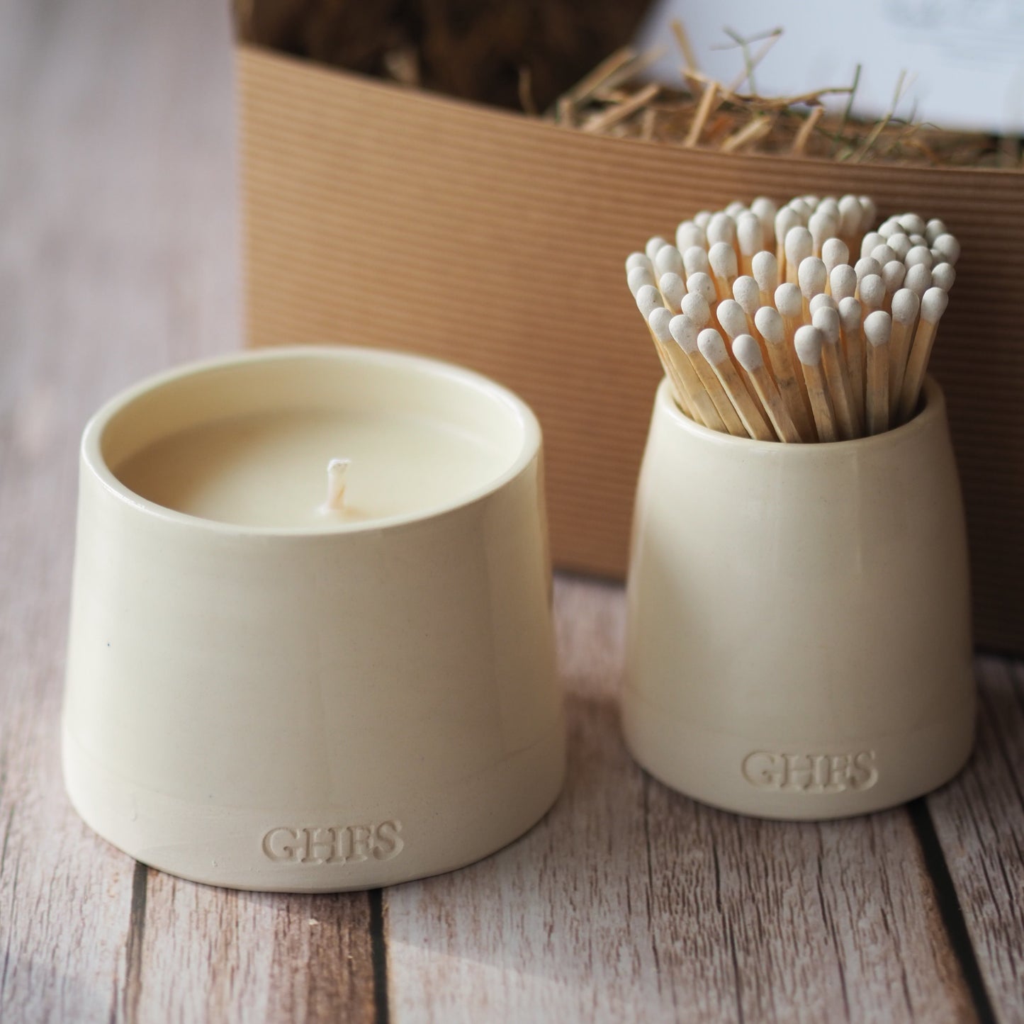 'Home' Refillable Scented Candle and Match Pot Gift Box