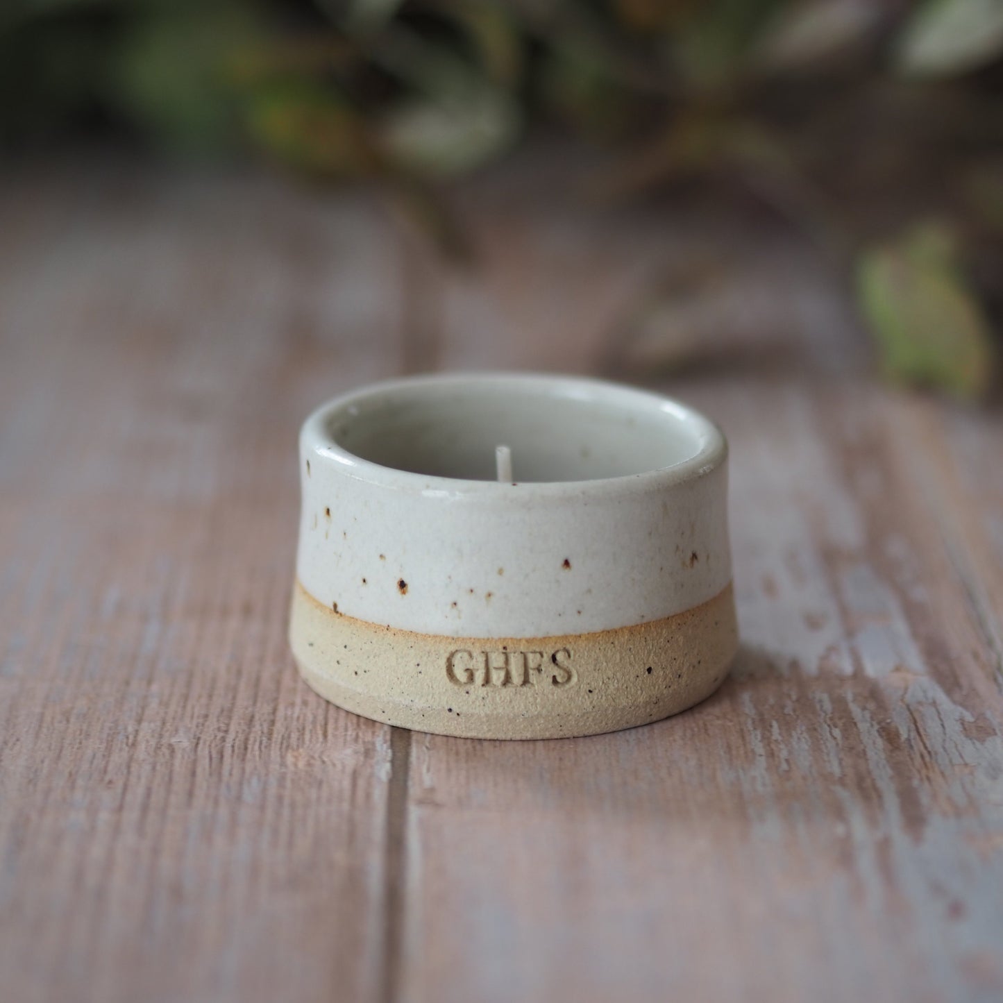 White speckle tealight holder autumn
