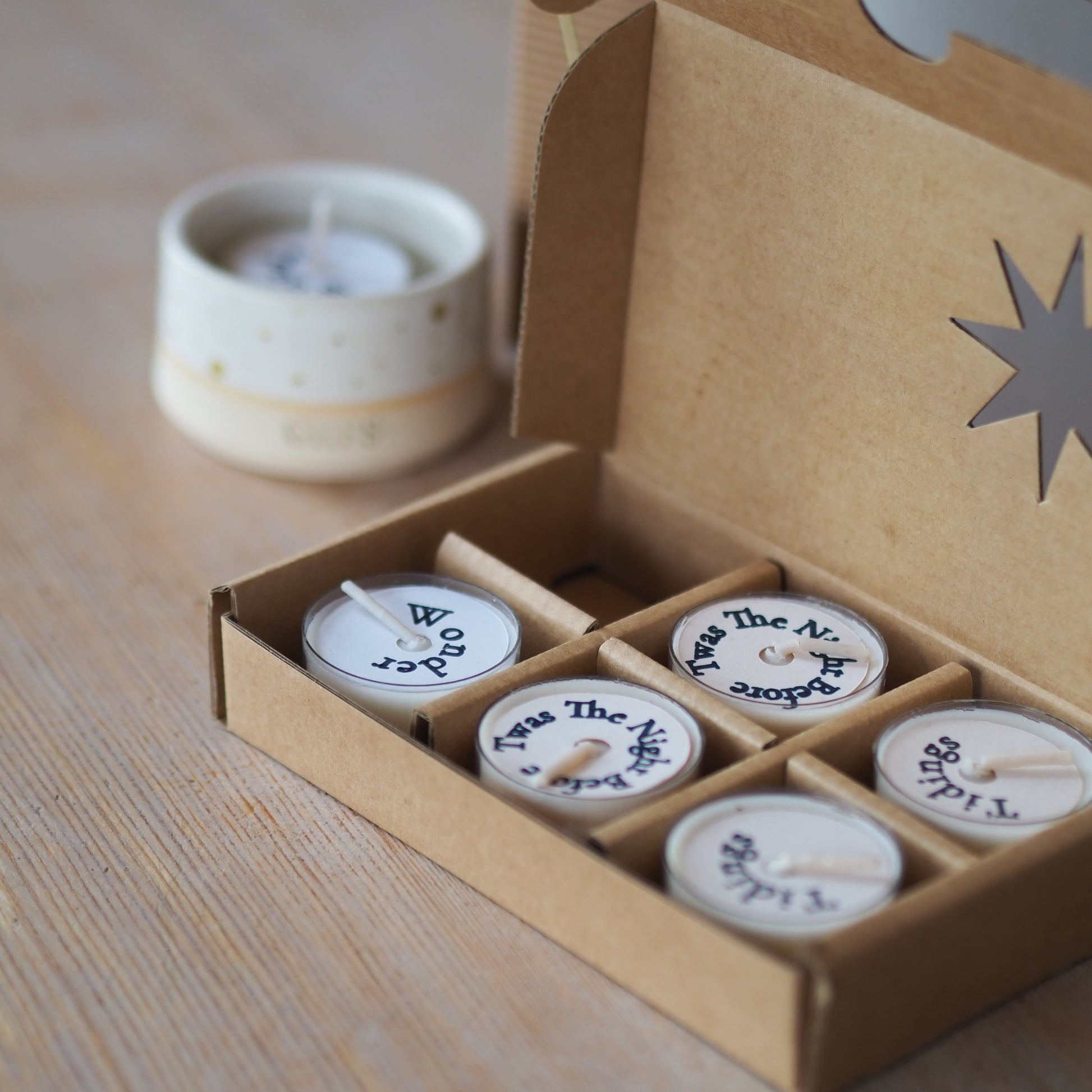 christmas tealights and holder