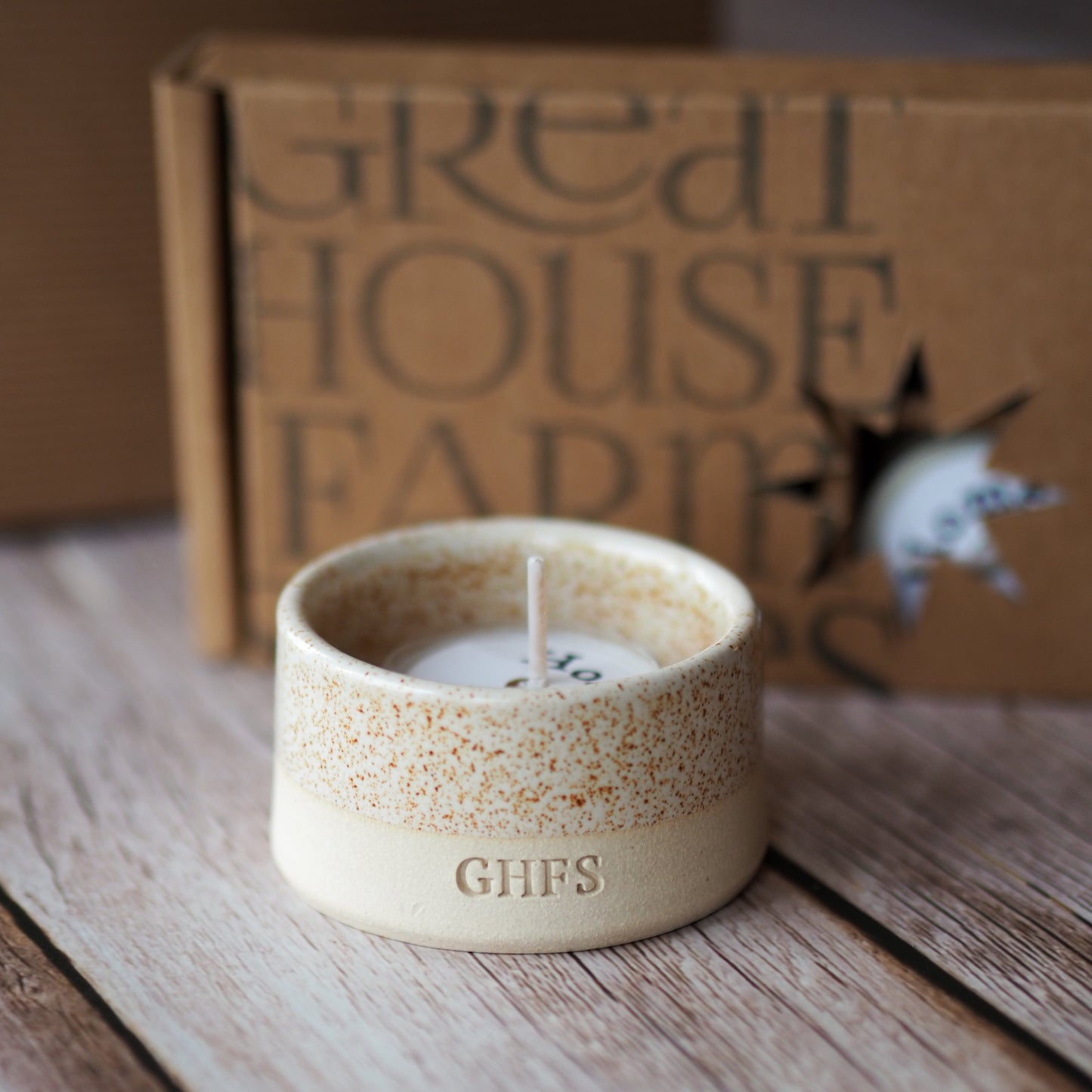nutmeg speckle tealight holder