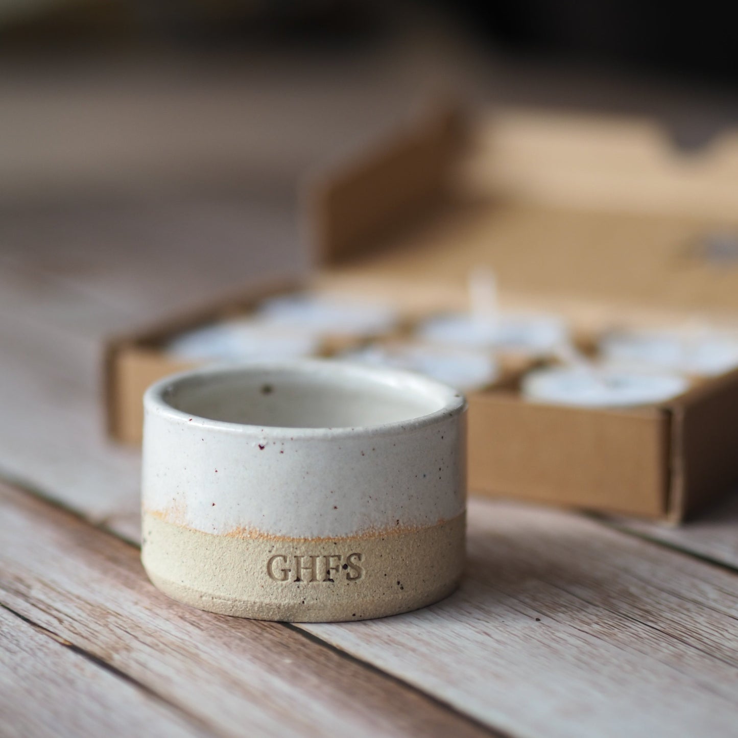 speckle white tealight holder gift box