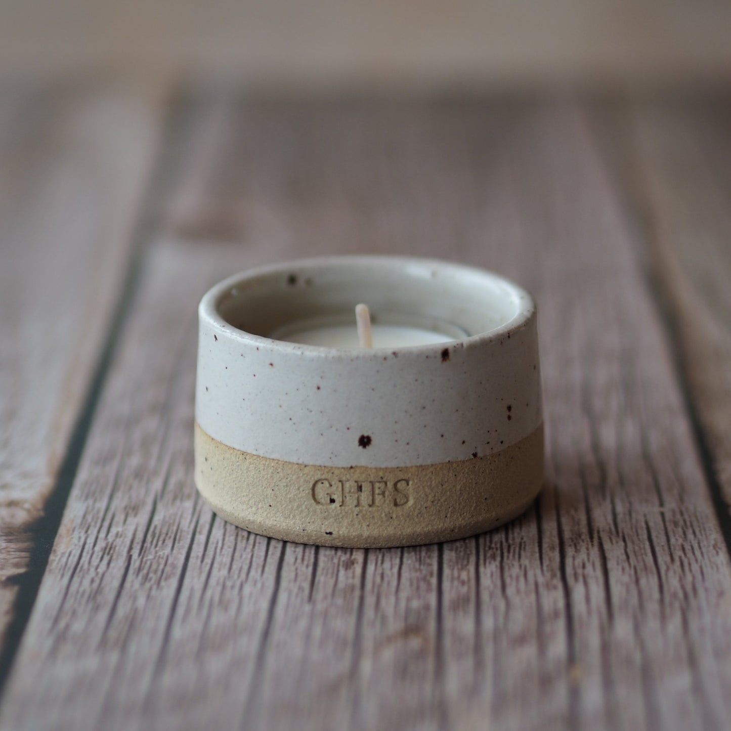 white speckle tea light