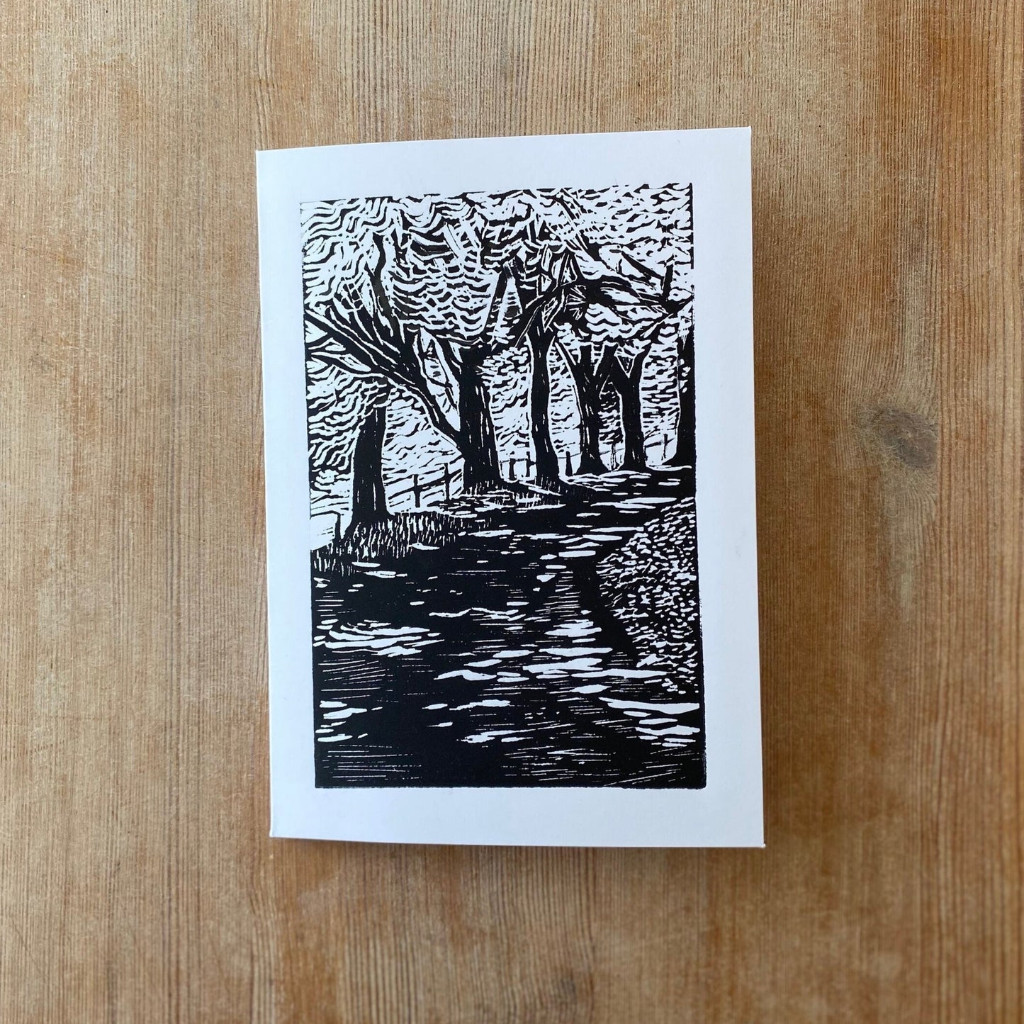 'Heading Home' original linocut greetings card