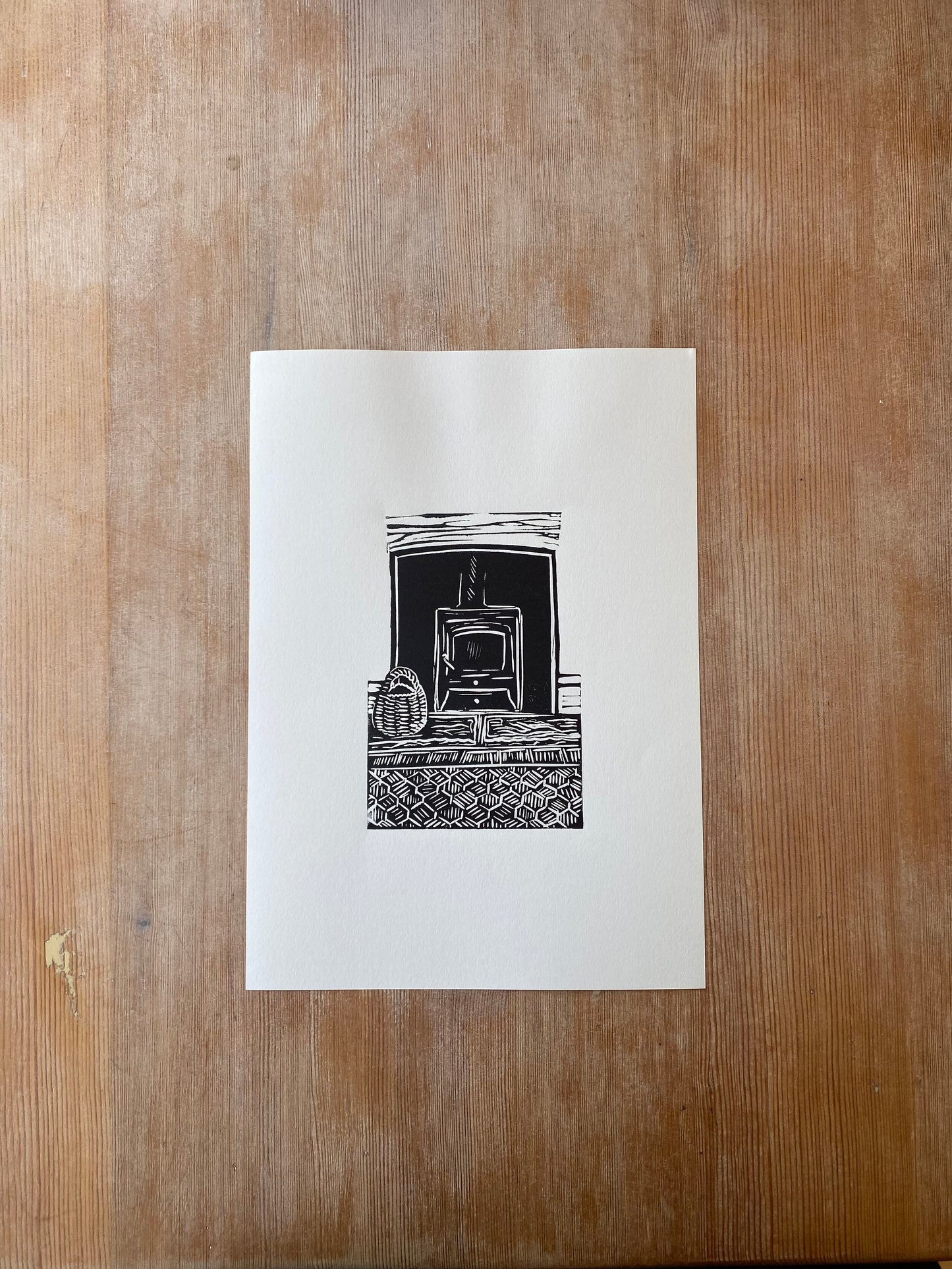 'Home & Hearth' original linocut print