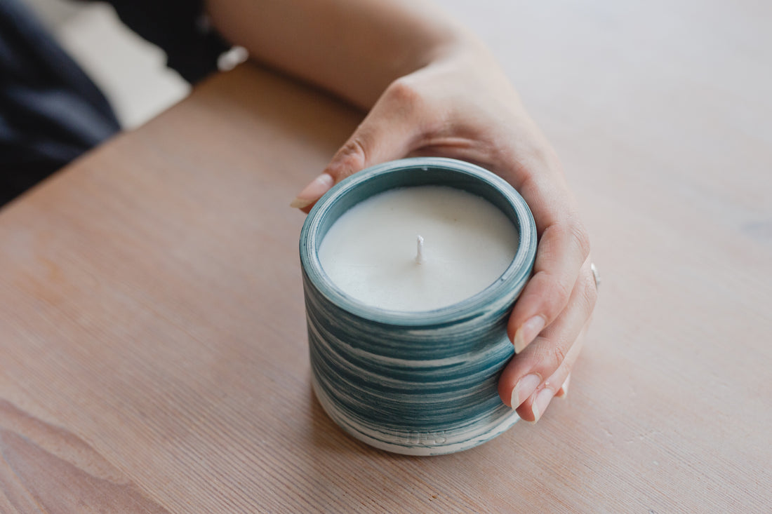 Pouring candles - refillable, ceramic candles being made