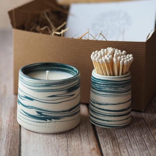 Heal candle and match pot gift box