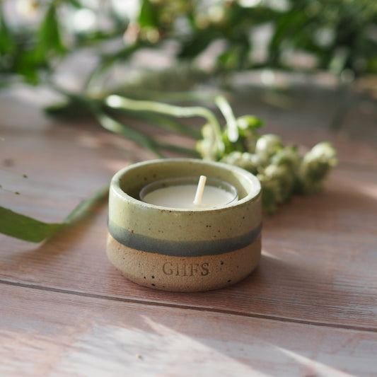 Layered green tealight holder