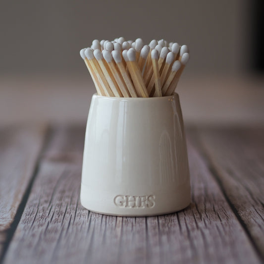 Ceramic Match Pot - Stone Colour