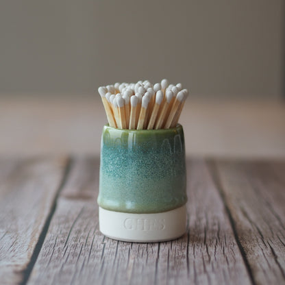 Ceramic Match Pot - Rutile Green