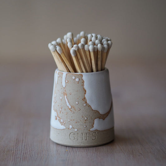 Ceramic Match Pot - Abstract White