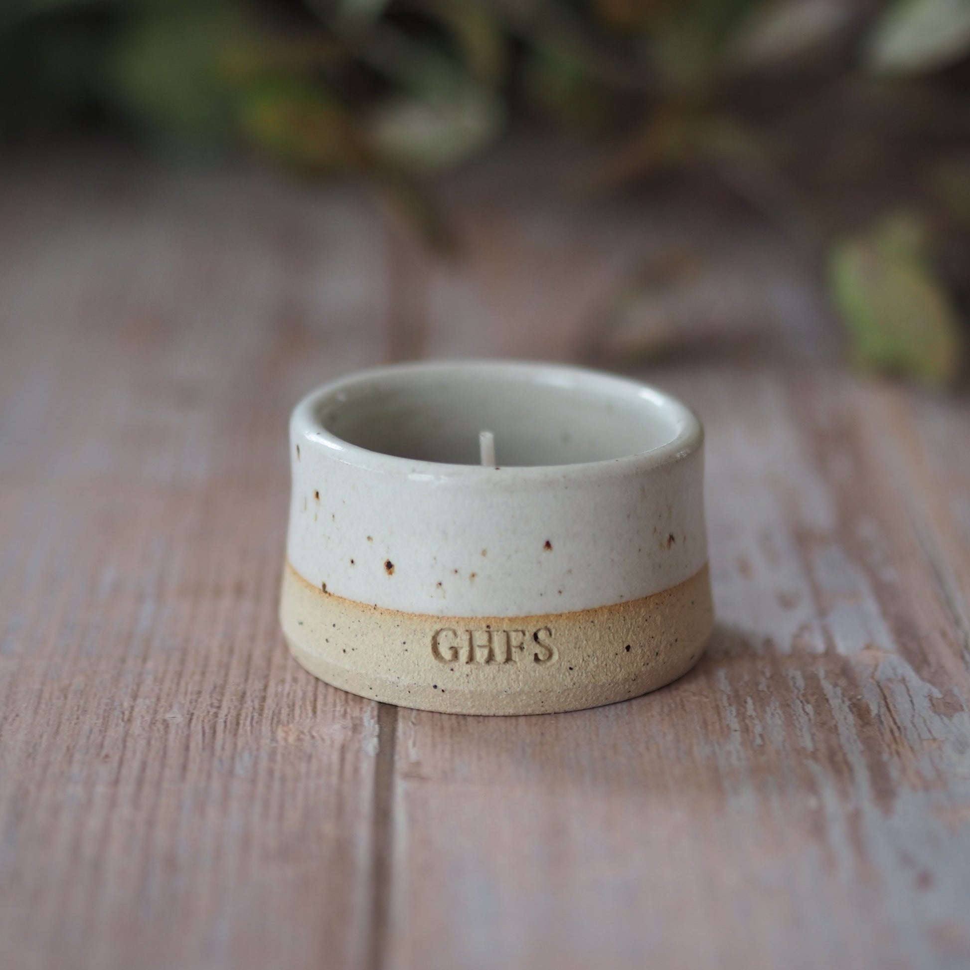 White speckle tealight holder autumn
