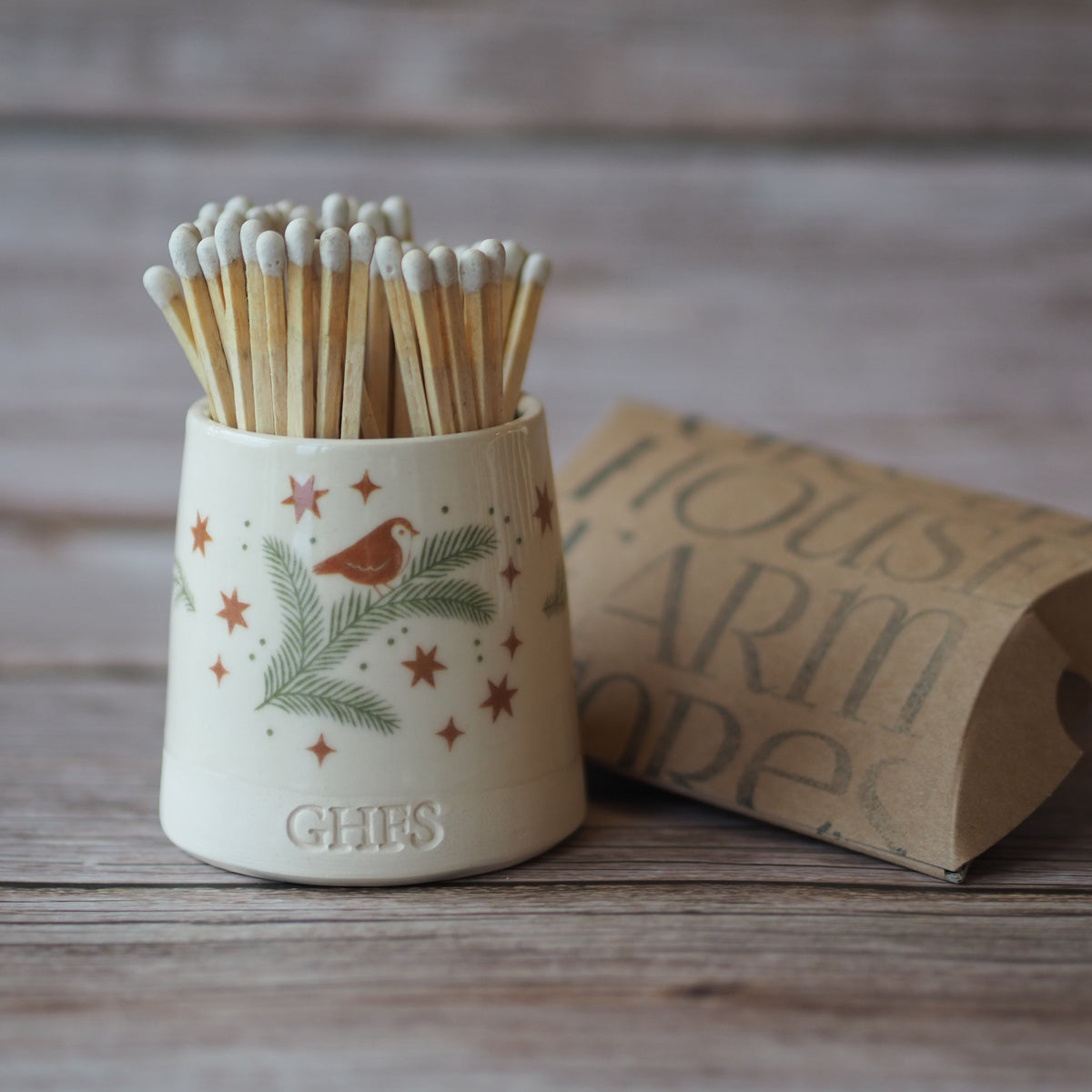 christmas match pot gift box green