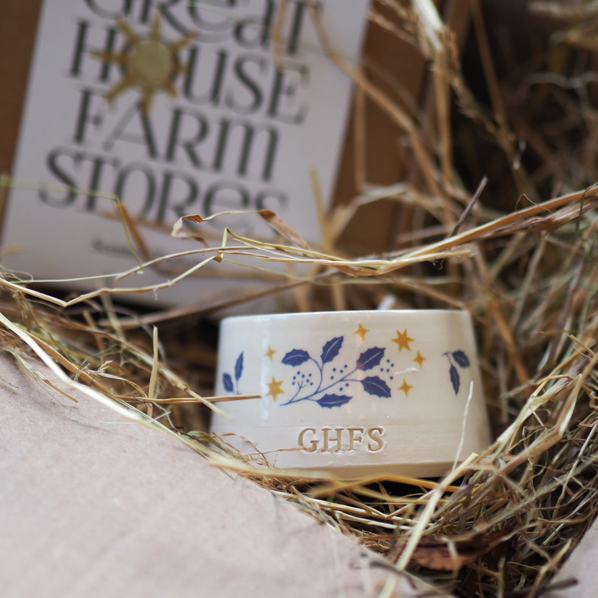 christmas tealight gift box hay