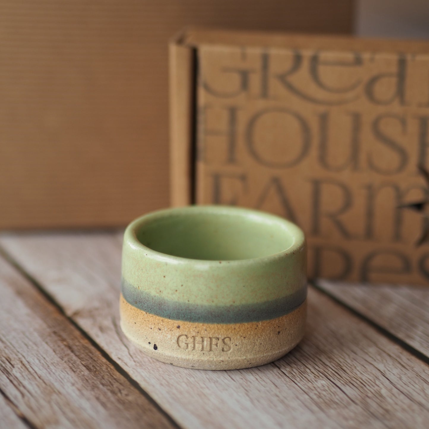 green layered tealight holder and pack