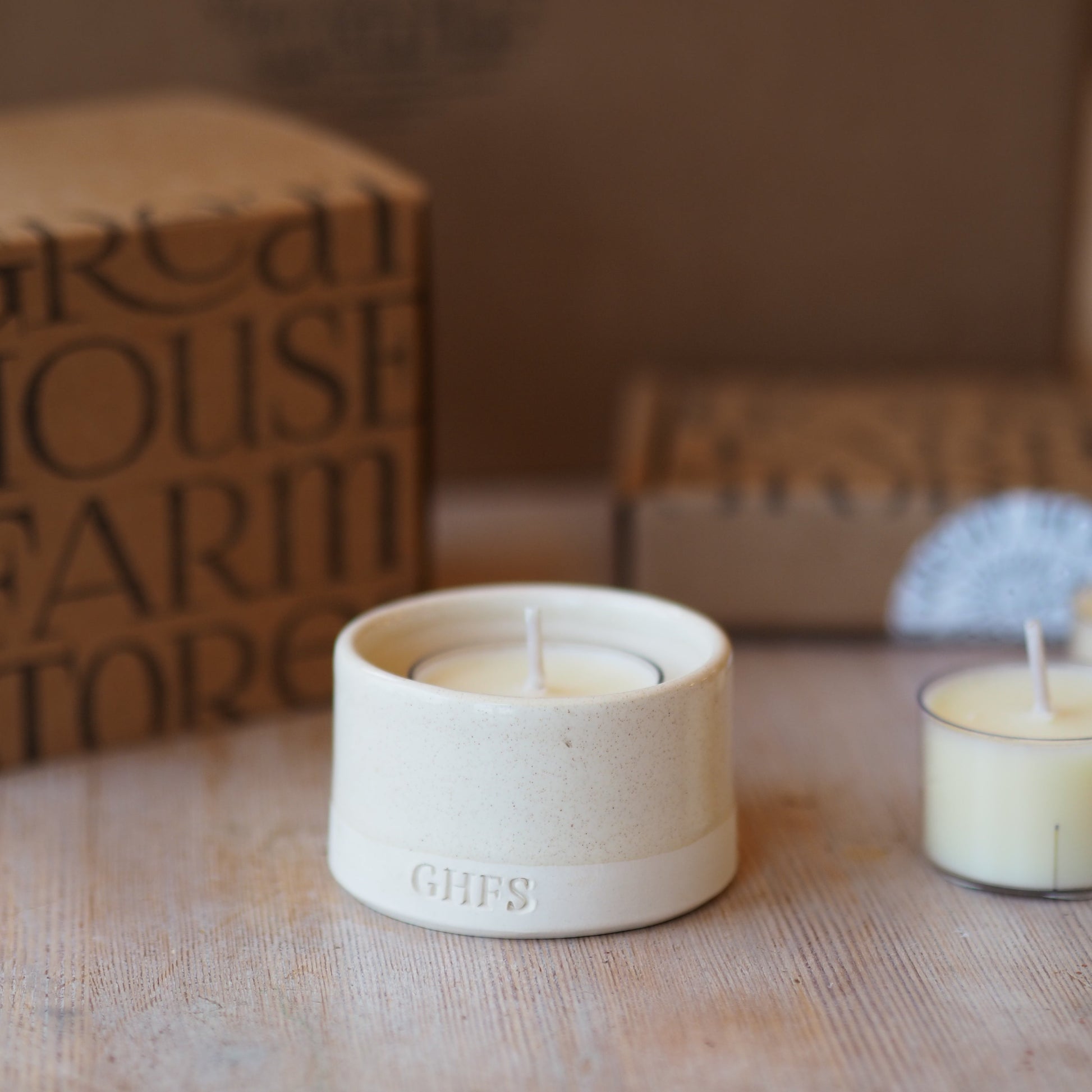 stone speckle tealight holder gift box