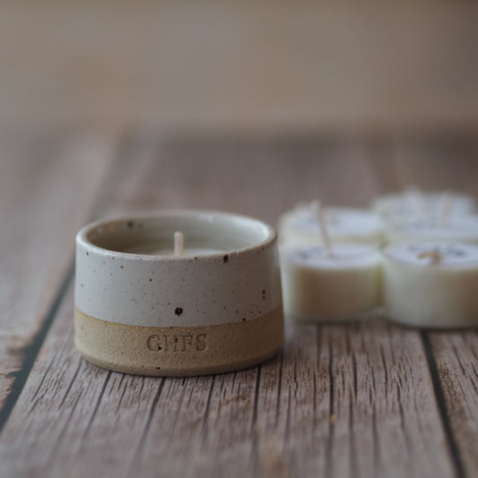 white speckle tealight holder