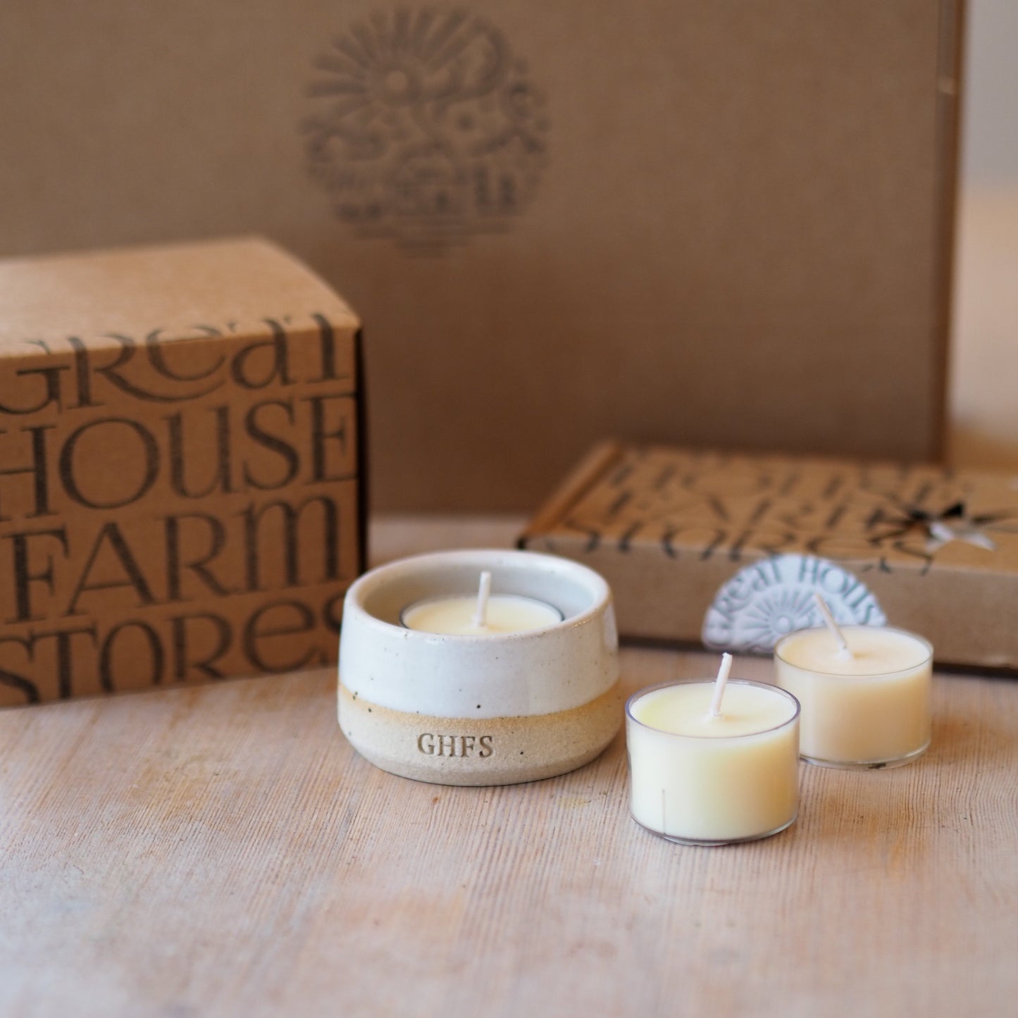 white speckle tealight holder gift box