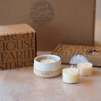 white speckle tealight holder gift box